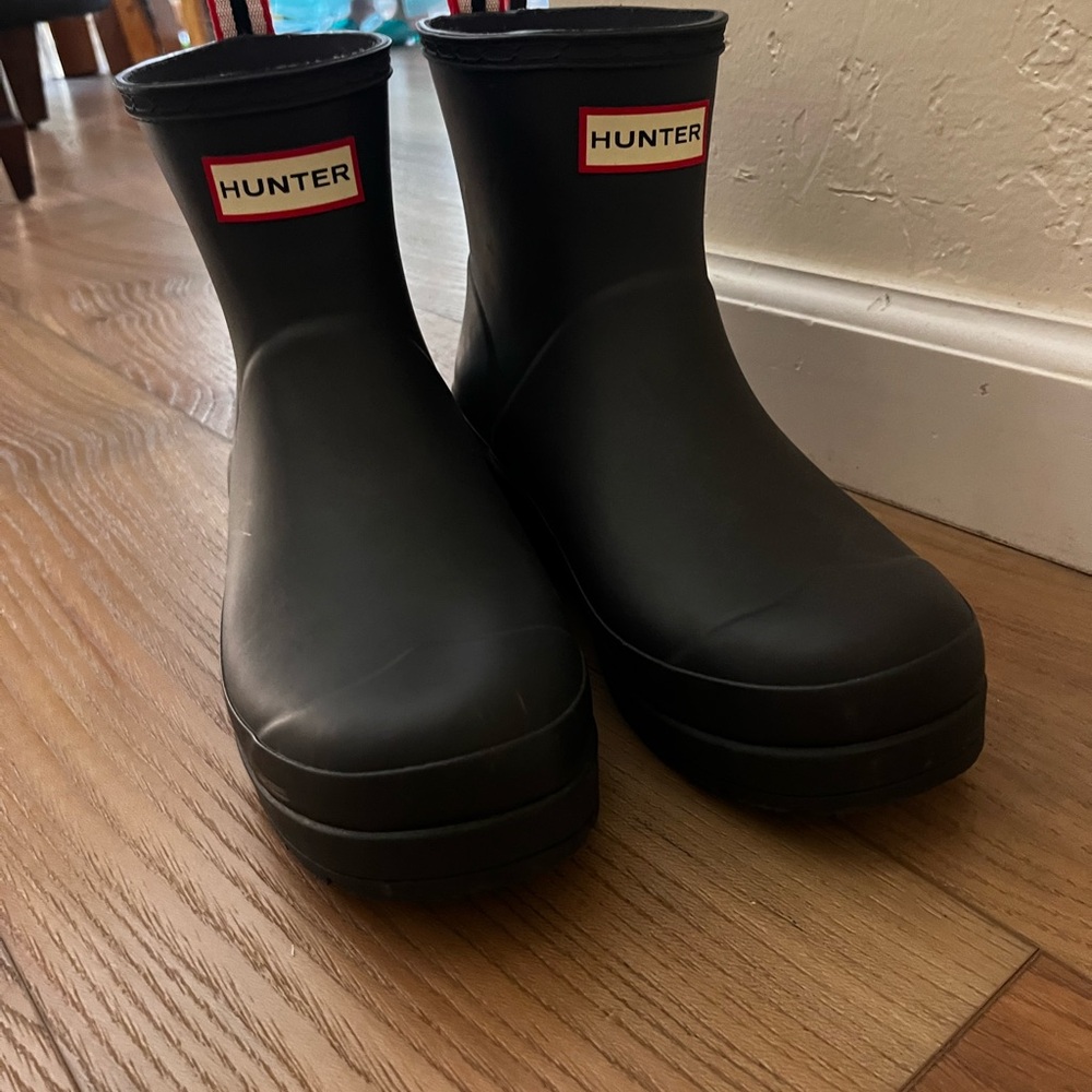 Hunter Womens Wedge Classic Navy Blue Rain Boots